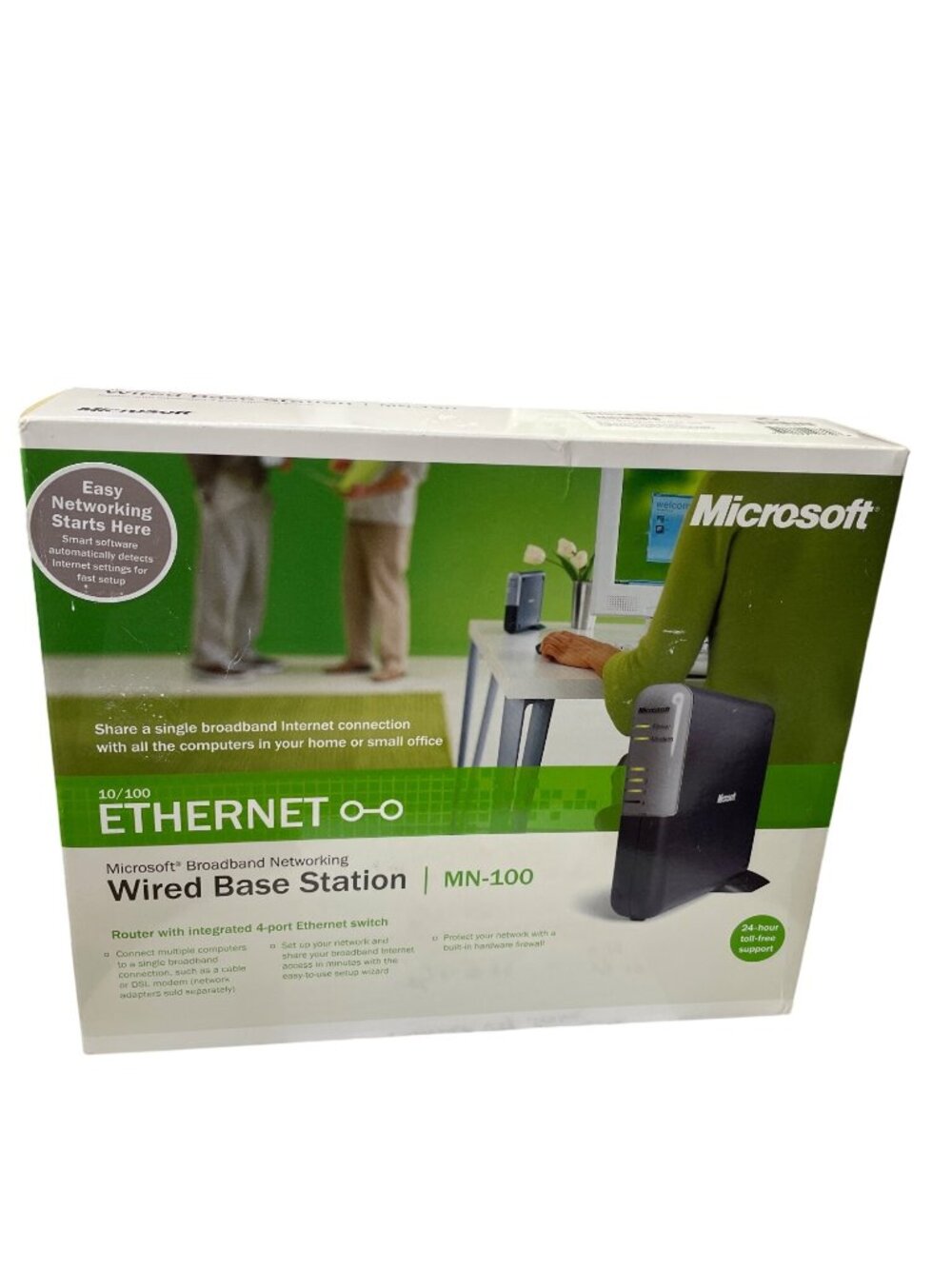 Microsoft MN100 wired base station router 10/100 ethernet vtg sealed SKU 10-799